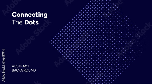 Connecting the Dots Abstract Background with Gradient Halftone Pattern on Dark Blue