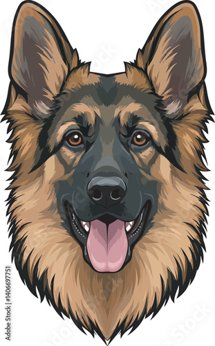 German Shepherd Vector Illustration on White Background, Breed Art.