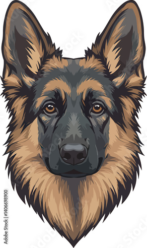 German Shepherd Vector Illustration on White Background, Breed Art.