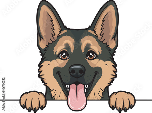 German Shepherd Vector Illustration on White Background, Breed Art.
