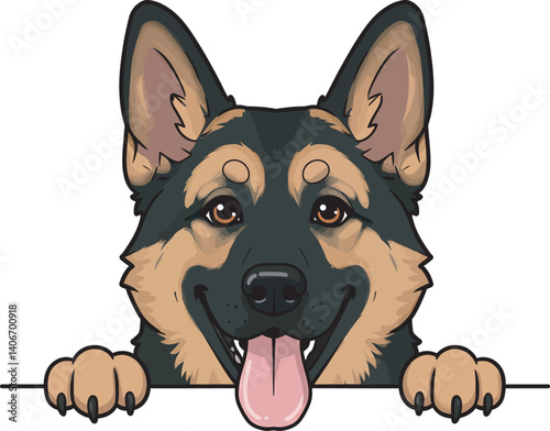 German Shepherd Vector Illustration on White Background, Breed Art.
