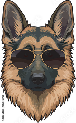 German Shepherd Vector Illustration on White Background, Breed Art.