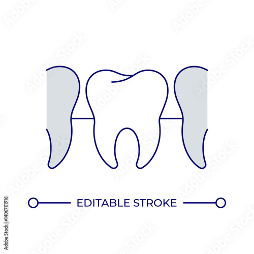 Healthy human tooth line color icon. Oral cavity hygiene benefits. Clean teeth in jaw. Dental care for patients. Isolated vector illustration. Flat colorful symbol design. Editable stroke
