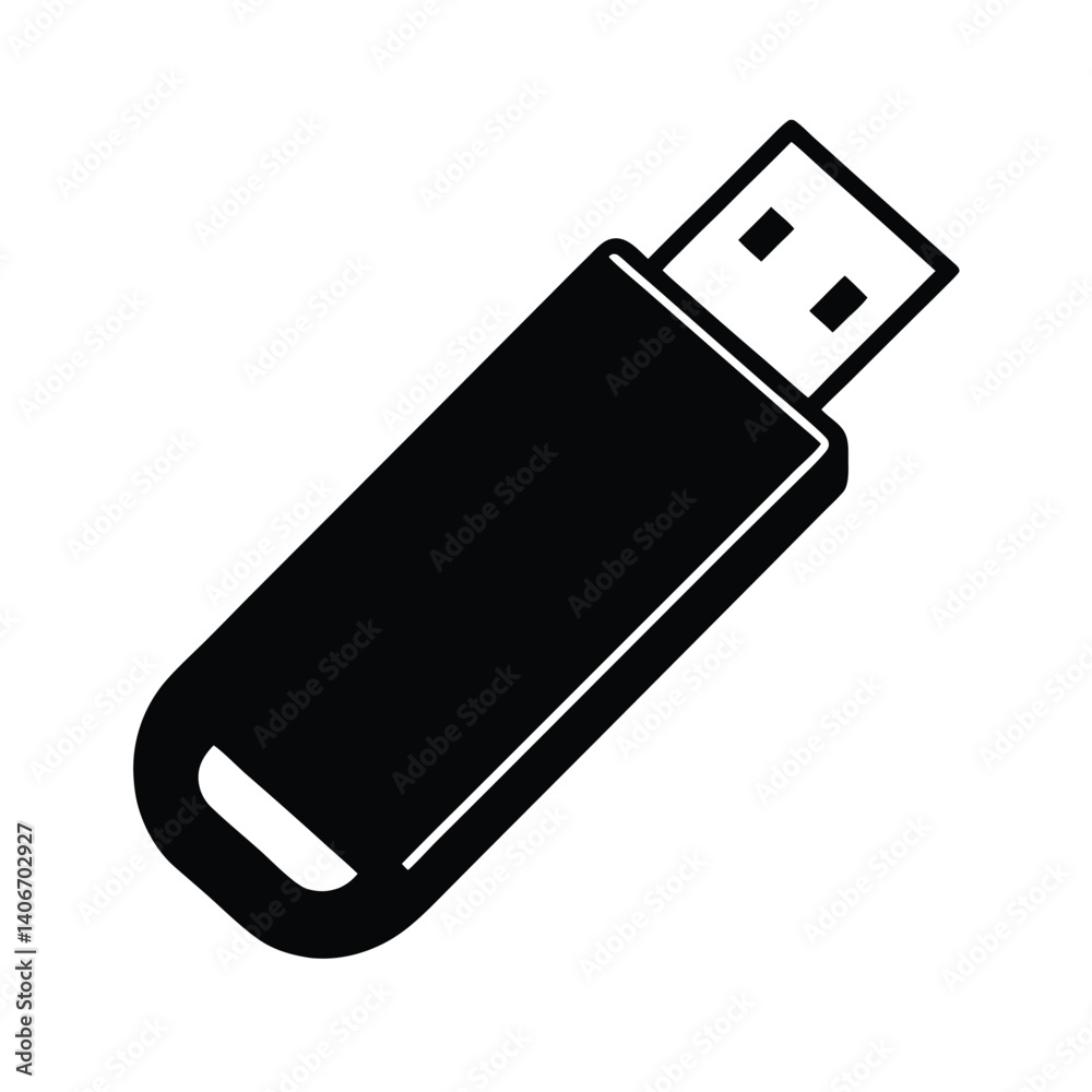 USB Pendrive Silhouette Icon for Tech Illustrations USB Pendrive Silhouette Icon for Tech Illustrations
