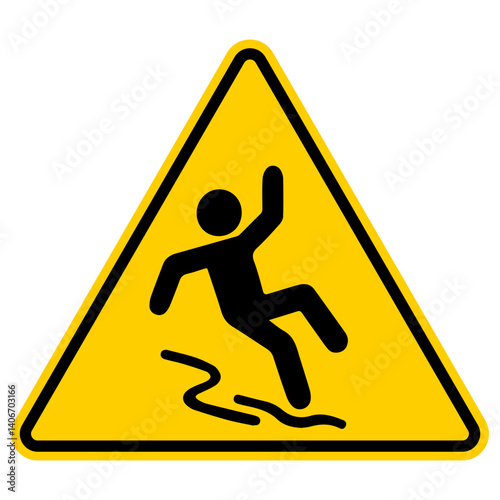 Caution sign slipping hazard icon wet floor falling warning symbol