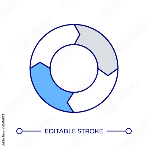 Circular sequence diagram line color icon. Infographic showing regular workflow cycle. Business information analytics. Isolated vector illustration. Flat colorful symbol design. Editable stroke