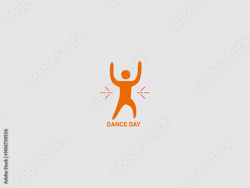 a simple red silhouette of a person in mid-air appearing to be dancing