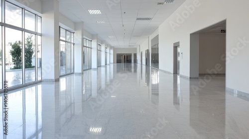 Wallpaper Mural Clean modern hospital corridor interior design stock photo Torontodigital.ca