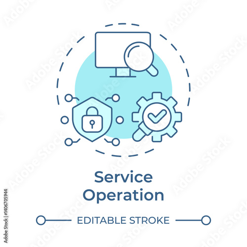 Service operation soft blue concept icon. Incident management, problem solving. Round shape line illustration. Abstract idea. Graphic design. Easy to use in blog post, presentation