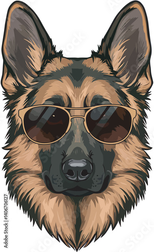 German Shepherd Vector Illustration on White Background, Breed Art.