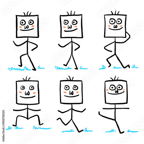 Stick man set figure stickman illustration character cartoon people hand drawn 