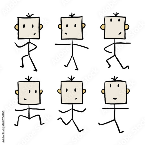 Stick man set figure stickman illustration character cartoon people hand drawn 
