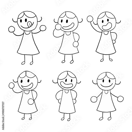 Stick man set figure stickman illustration character cartoon people hand drawn 