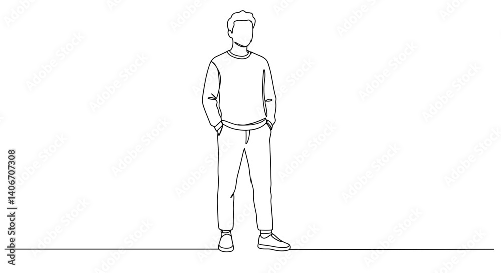 Line art mockup of a man standing confidently Line art mockup of a man standing confidently