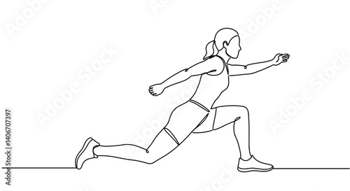 Female athlete demonstrating dynamic running pose against a white background