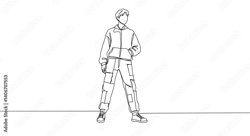 Fototapeta premium Stylish young person standing confidently in casual clothing