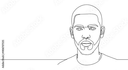 Artistic line drawing of a man looking towards the viewer