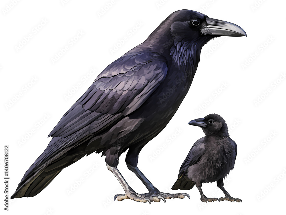 Obraz premium 烏の親子