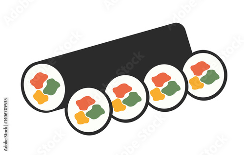Korean food. Gimbap. Asian cuisine. Vector flat illustration.