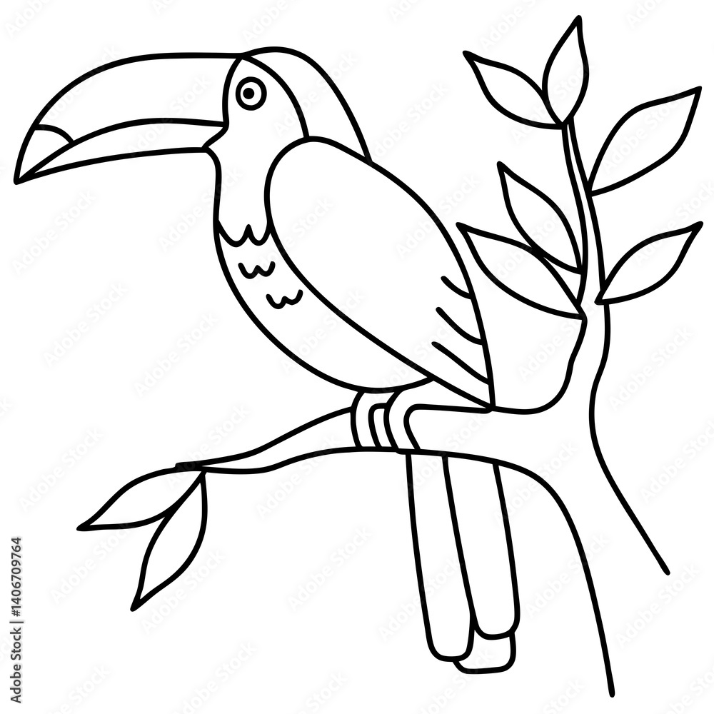 Obraz premium Birds Line Art Drawing for Kids – Simple Outline Vector Illustration for Educational Design