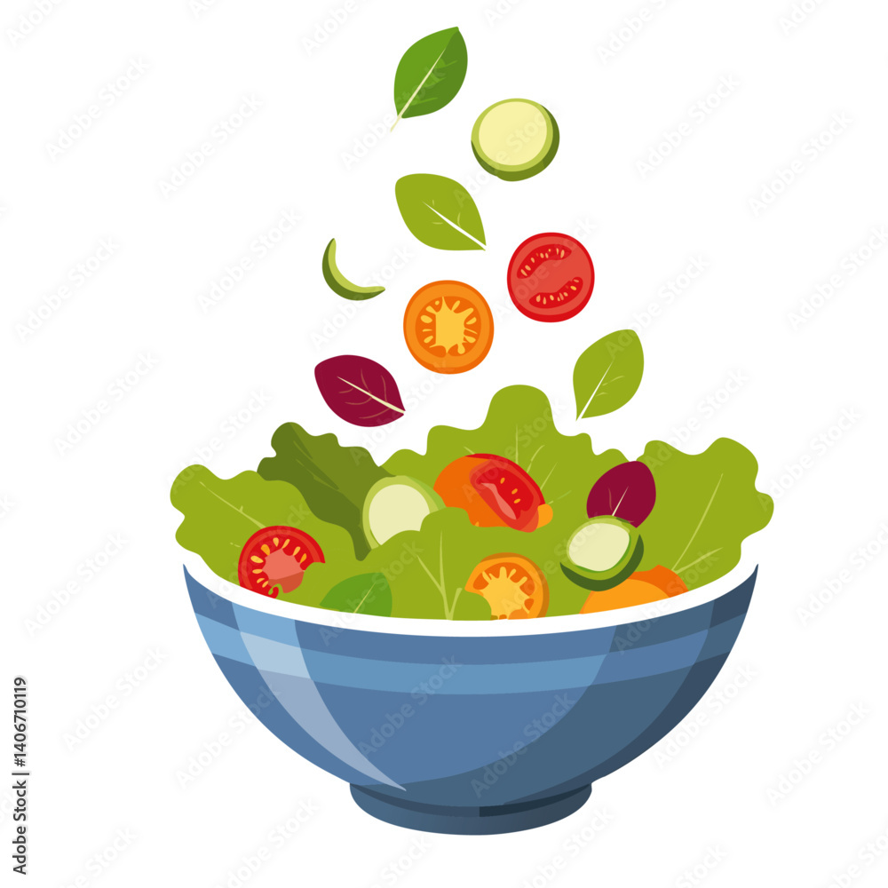 fresh salad in a bowl vector icon design