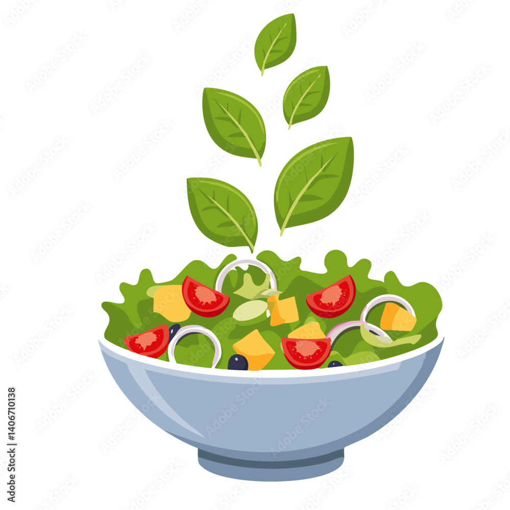 fresh salad in a bowl vector icon design