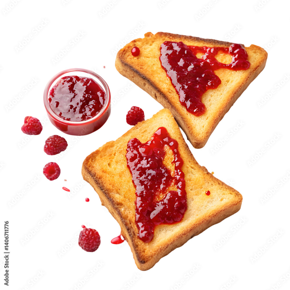 Raspberry Jam Toast: Recipe & Images on transparent background