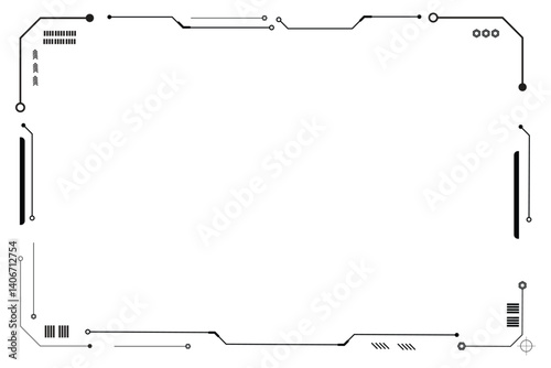 Black control panel abstract modern technology futuristic interface hud ui on white background.