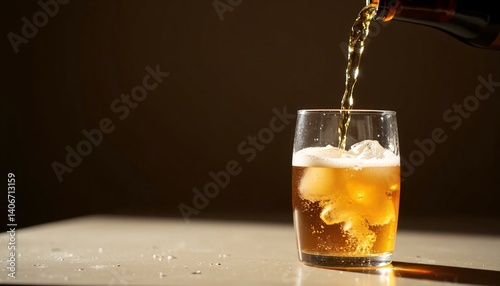 Pouring beer into glass, AI Generative Images