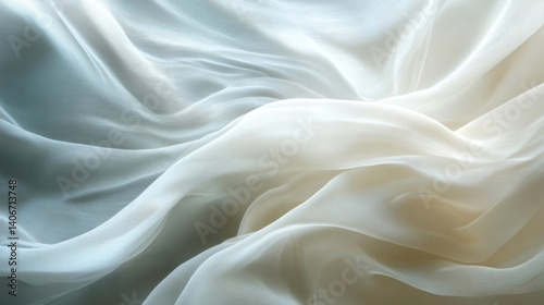 Wallpaper Mural White Sheer Fabric Draped in Soft Waves Torontodigital.ca