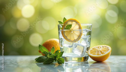 Refreshing Lemonade with Mint and Lemon Slices