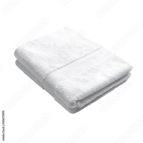 Obraz na płótnie Realistic folded white towel with soft textured fabric neatly arranged and isolated on a transparent background with no added elements or shadows visible w salonie