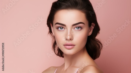 flawless woman pink background