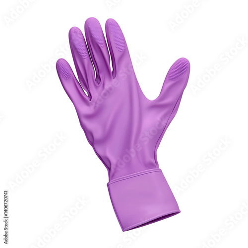 Obraz na płótnie Realistic purple glove with textured grip on fingers and palm shown upright and isolated on a transparent background without any branding or shadow present w salonie