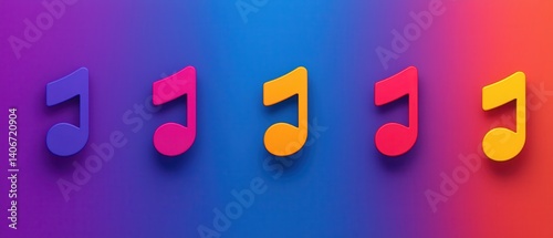 Colorful Music Notes on a Gradient Background for Creative Projects and Music Concepts