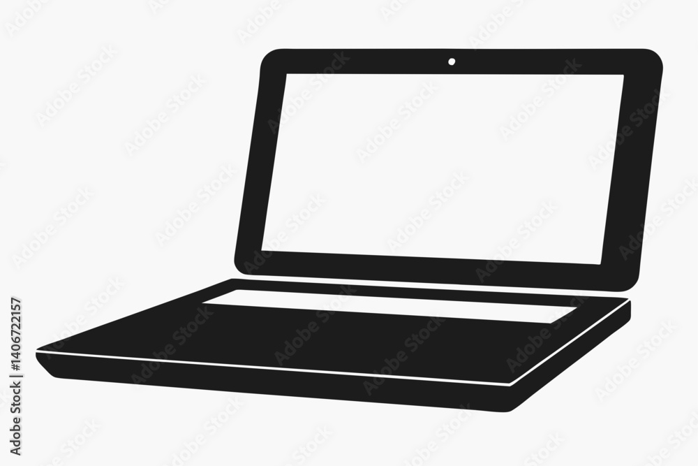 laptop open design silhouette vector illustration laptop open design silhouette vector illustration