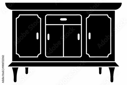 sideboard cabinet silhouette vector illustration