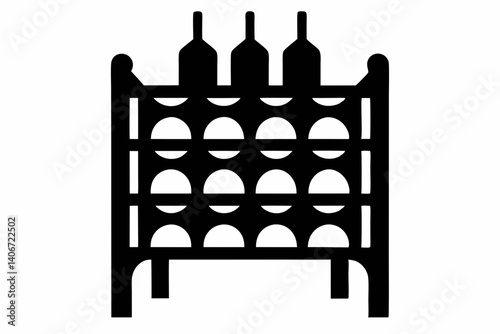 wine rack design silhouette vector illustration