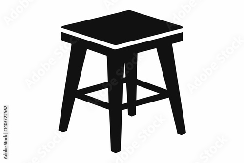 wooden stool design silhouette vector illustration