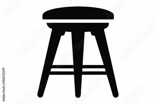 wooden stool design silhouette vector illustration