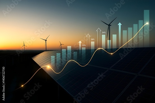 Global energy market surge: green energy business booming, investment and financial growth accelerating.

 photo