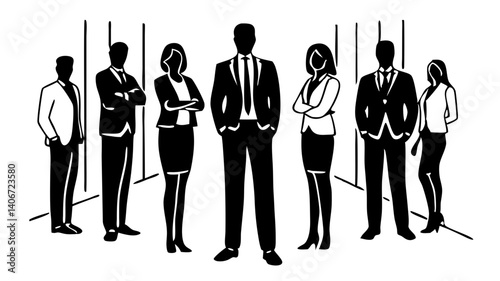 Silhouette of Business Team – Corporate Professionals in Suits.