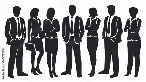 Silhouette of Business Team – Corporate Professionals in Suits.