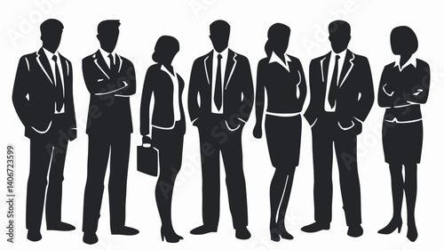 Silhouette of Business Team – Corporate Professionals in Suits.