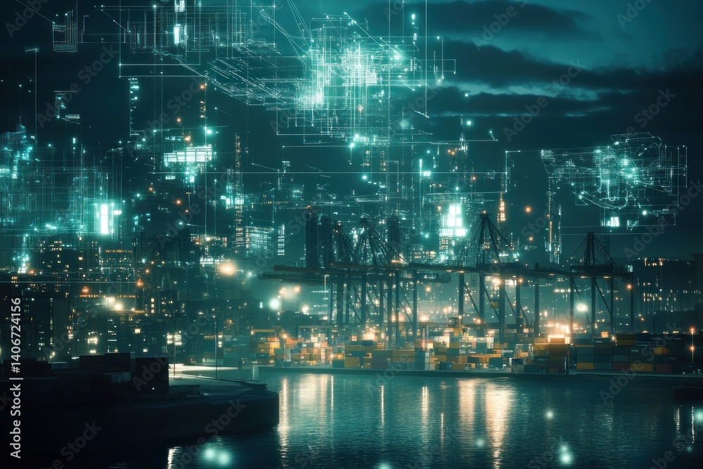Fototapeta premium Digital Port: Smart Logistics and Global Trade