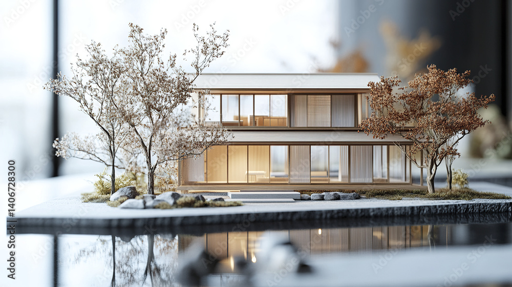 Modern Japanese style house with natural materials and serene design Modern Japanese style house with natural materials and serene design