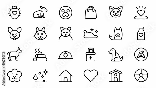 Cute and minimal pet friendly icons in linear design perfect for branding pet stores vet clinics mobile apps e commerce and animal related marketing designs