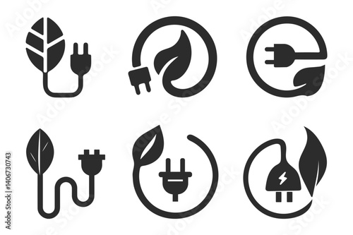 Green energy icon set. Collection of renewable energy, Sustainability, ecology and green electricity icons. Eco friendly, Eco icon. Vector illustration
