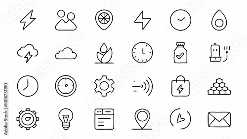 Get a calm and soothing set of outline icons themed around slowness in a linear design style perfect for wellness brands relaxation content and meditation mobile applications