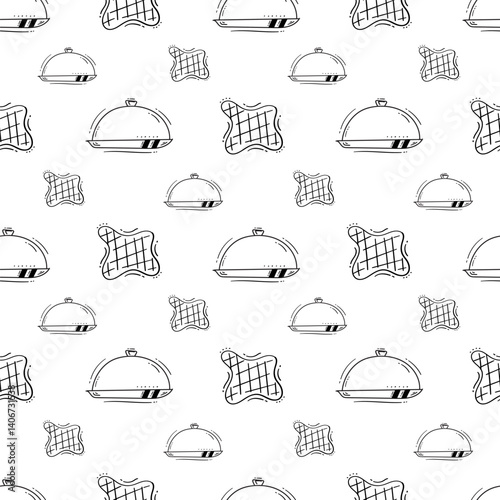 kitchen utensil pattern. kitchenware seamless pattern. doodle kitchen background